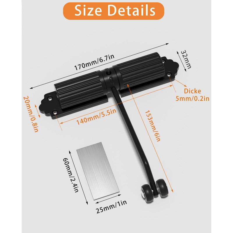 Vurlexat Automatic Door Closer, Zinc Alloy Safety Spring Door Closer 20-60kg Closing Door Hinge, Adjustable Door Spring Closer for Commercial & Home Use with Screws(White) - Image 2
